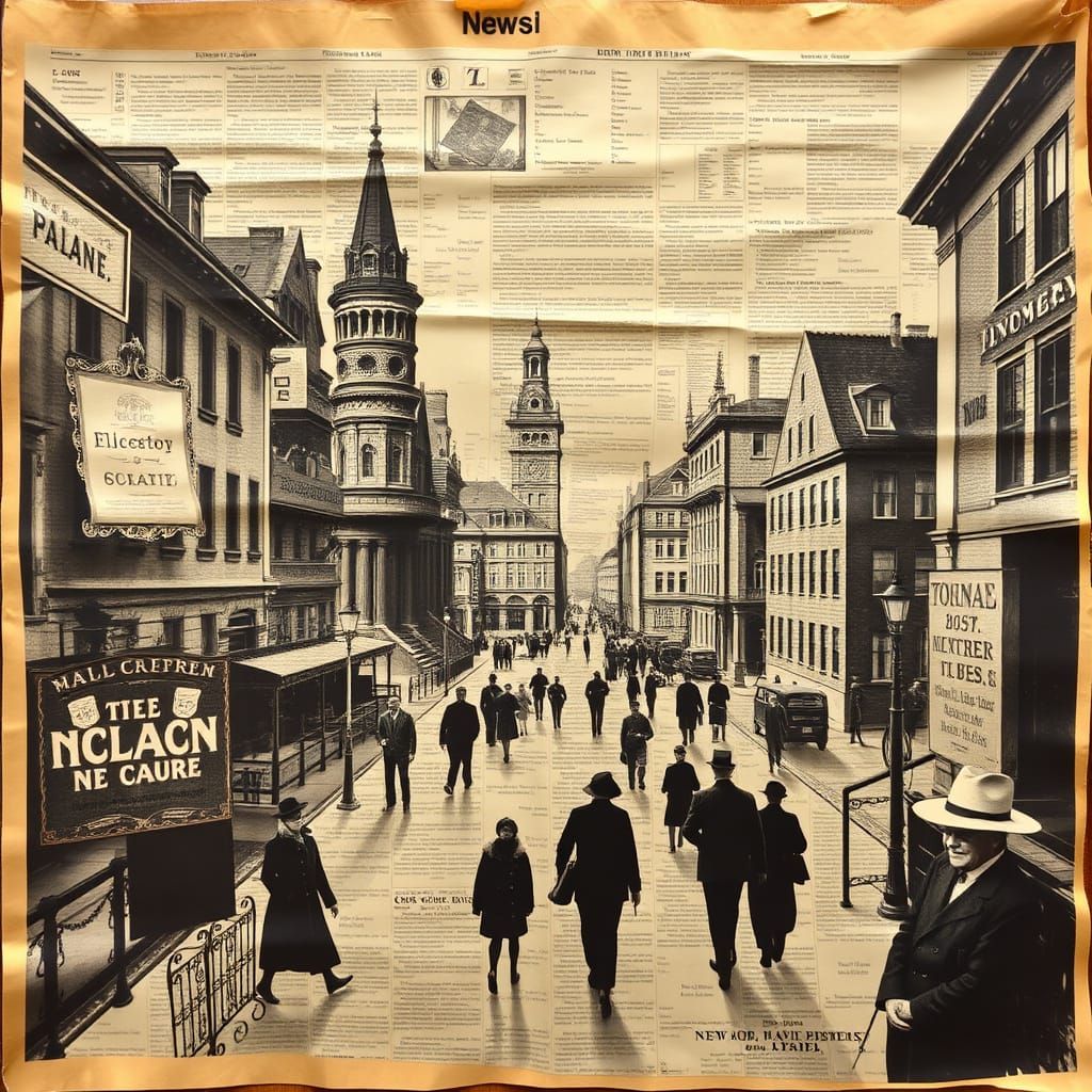 Vintage Newspaper Collage from the Roaring Twenties