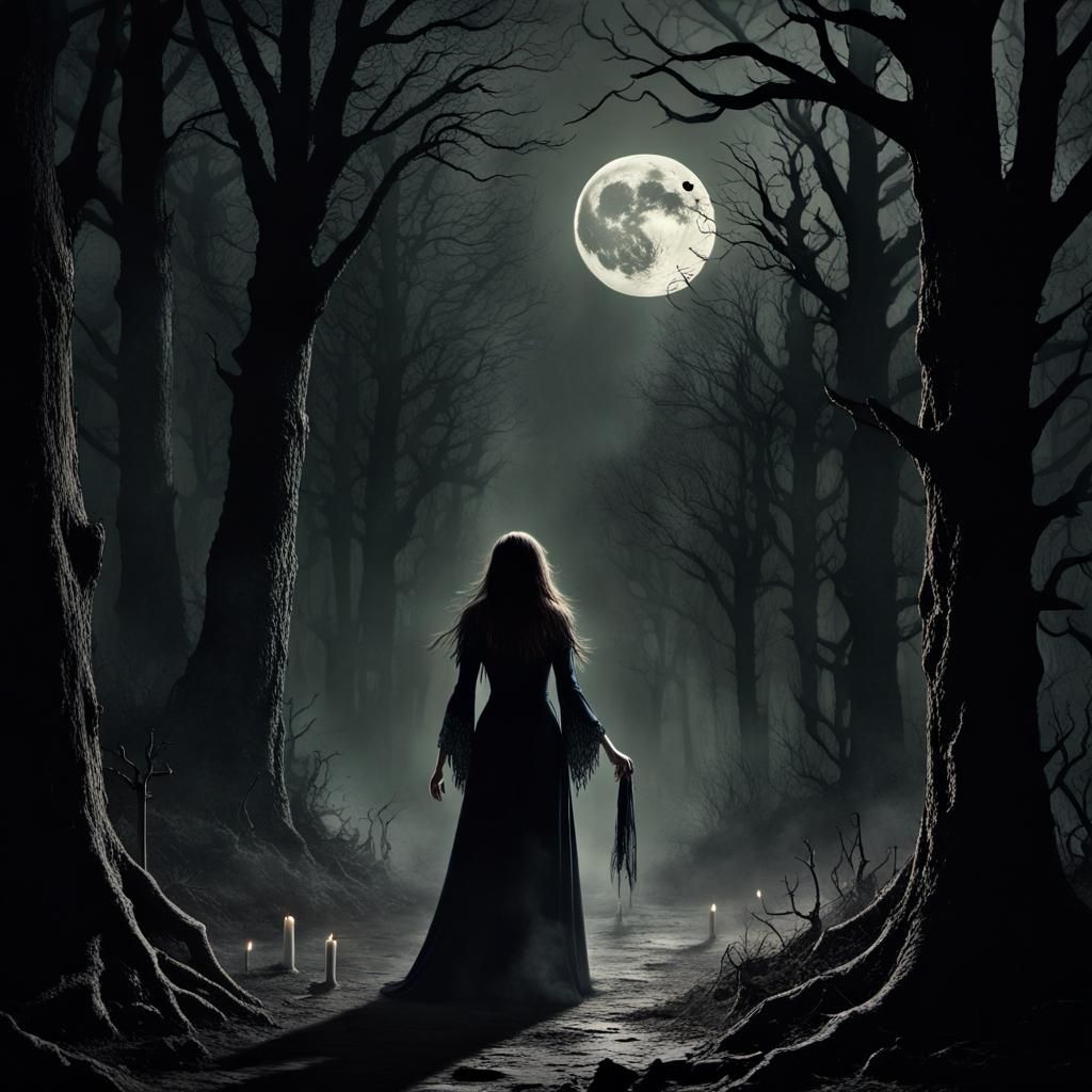 Hellhound Stalks Moon Maiden on Blood Moon