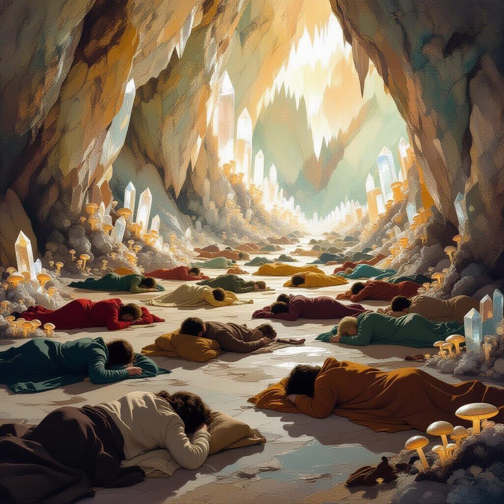 Spectacular Cavern Scene in Romanticist Style