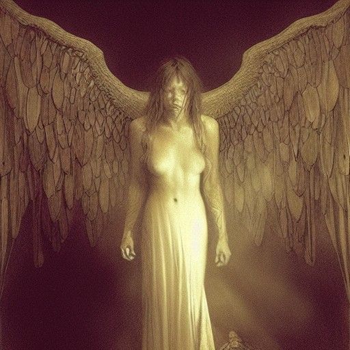 Radiant Winged Figure of Light and Shadow