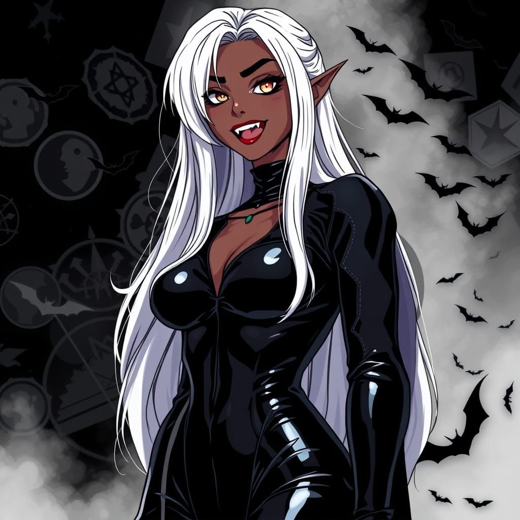 Dark Fantasy Vampire in Cel-Shaded Manga Style
