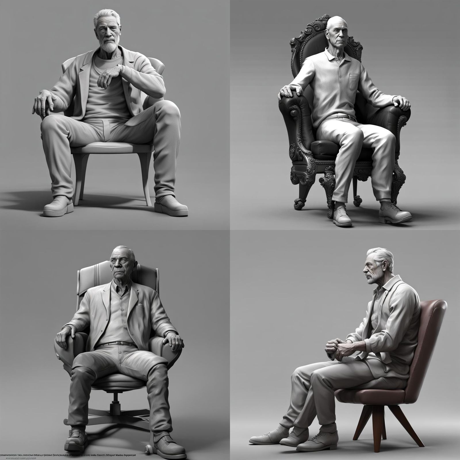Man Sitting in Chair: ZBrush Central Style