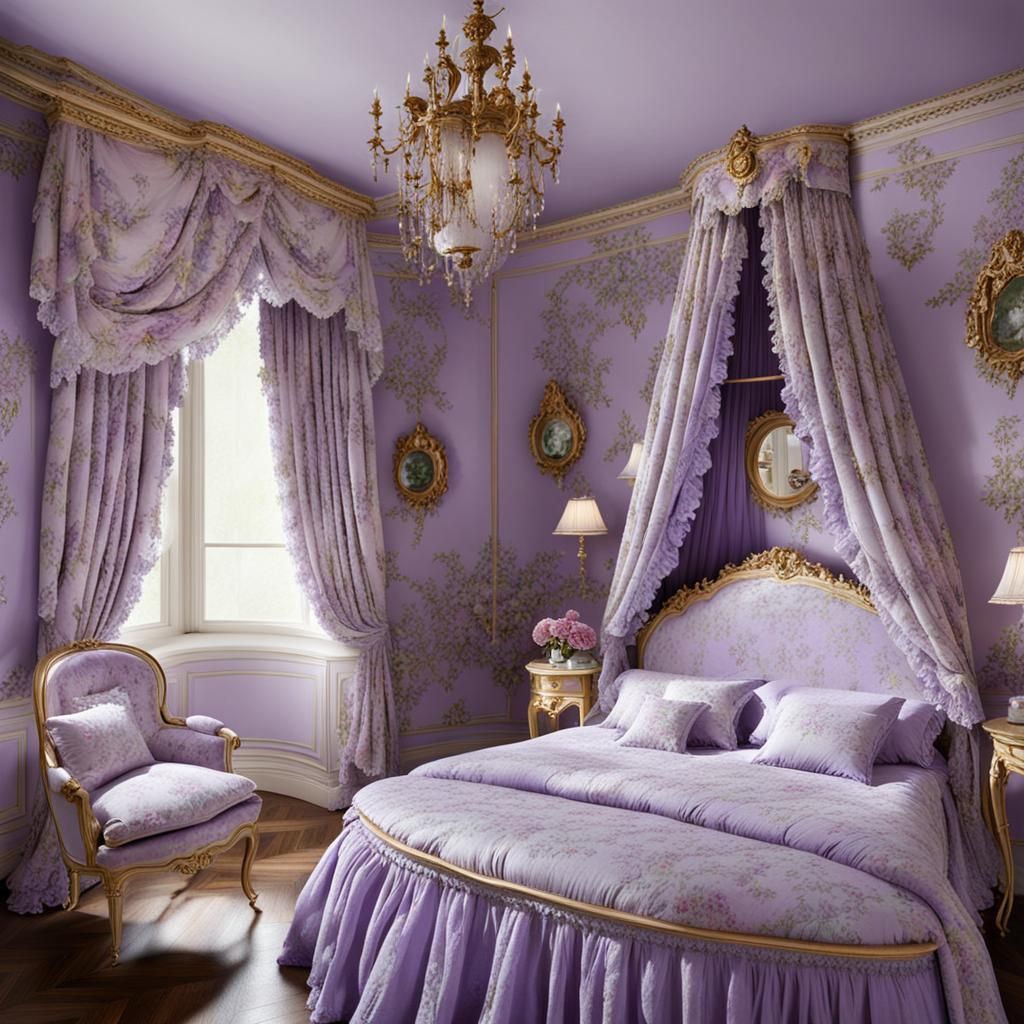 Lavender Bedroom in Rococo Style