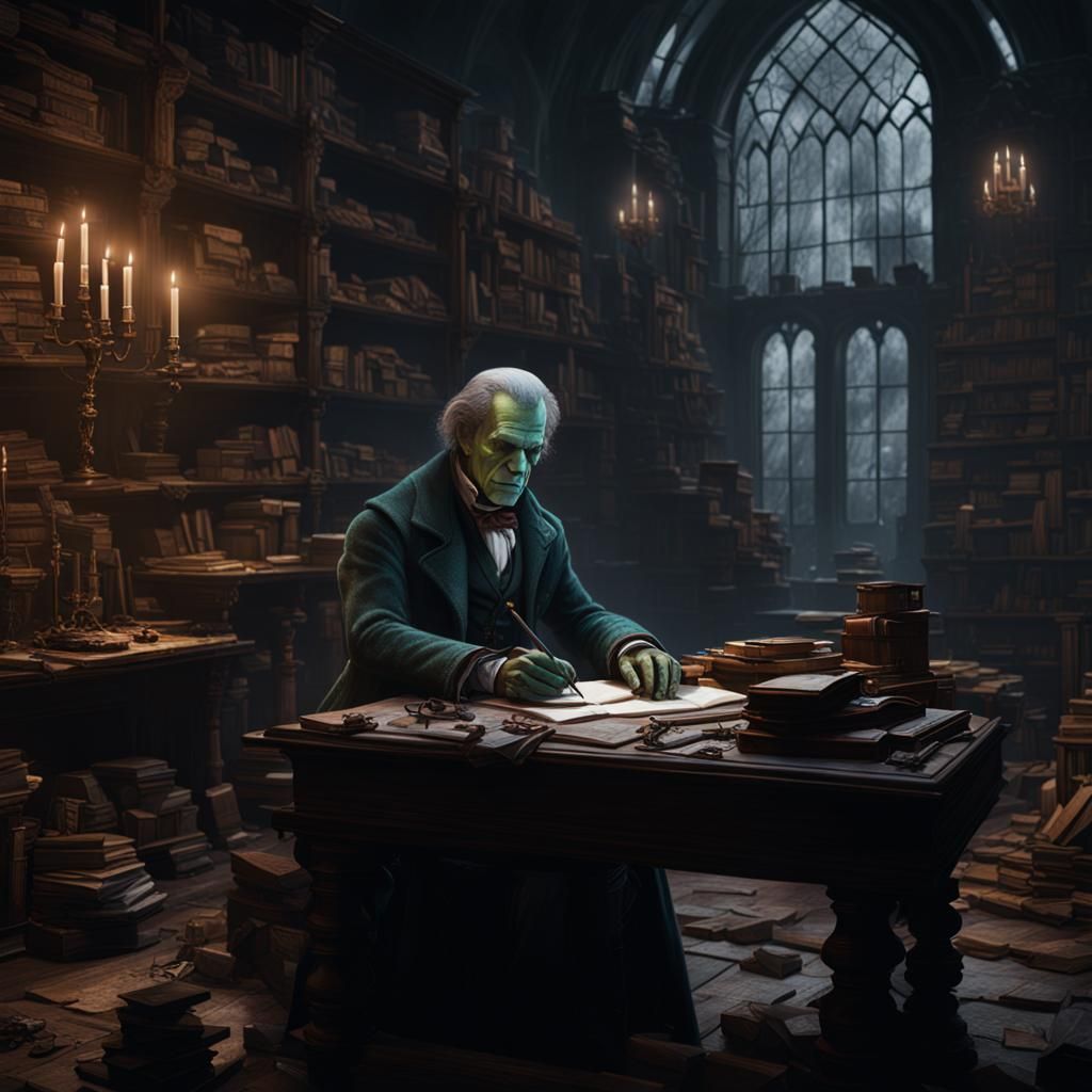 Mary Shelley Writes Frankenstein: Detailed Matte Painting