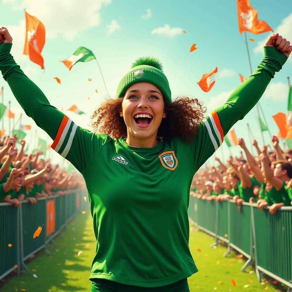 Irish Cheerleader on Cross Country Course