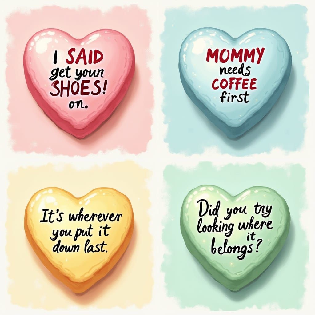Whimsical Candy Heart Panels in Pastel Colors