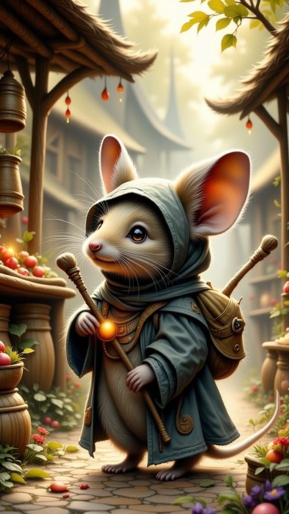 Surprised Mouse Monk at Fantasy Village Market