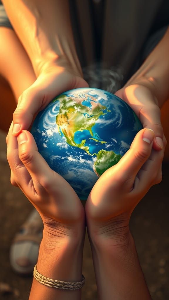 Gentle Hands Cradle the Earth in a Symbol of Caretakership