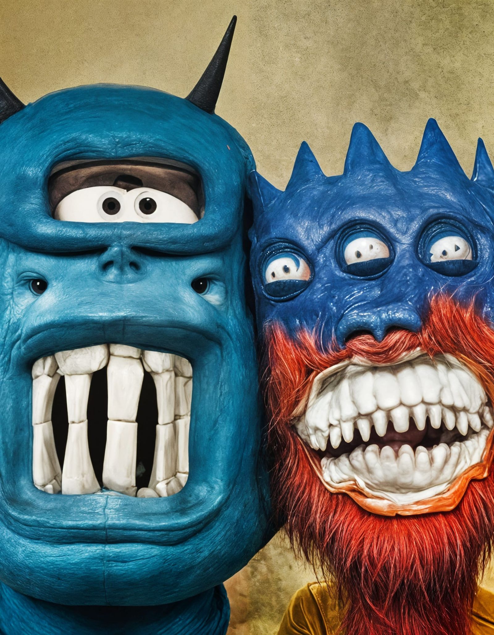 Surreal Monster Friends Portrait in Digital Art Style