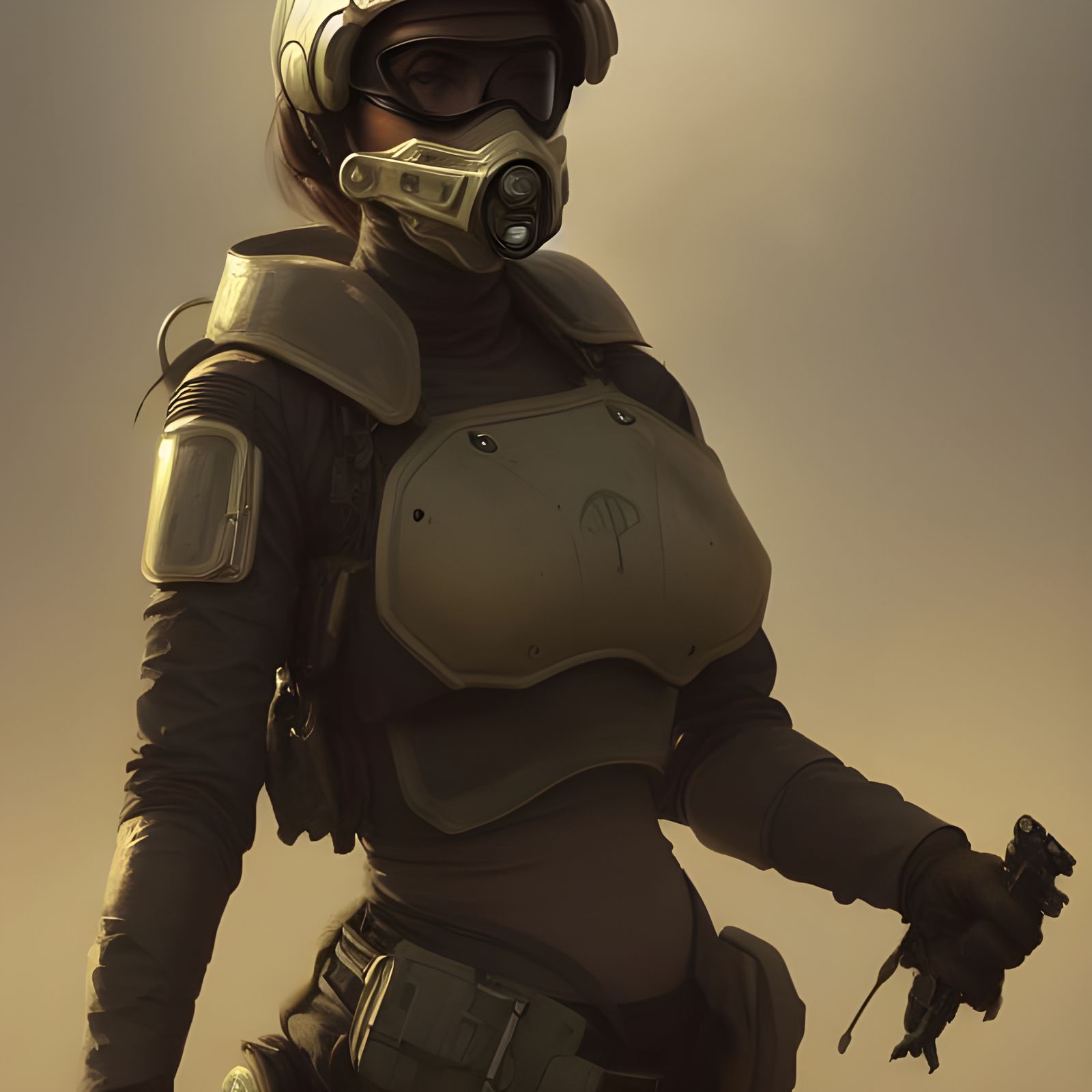 Photorealistic Courier in Wasteland, Detailed Digital Art