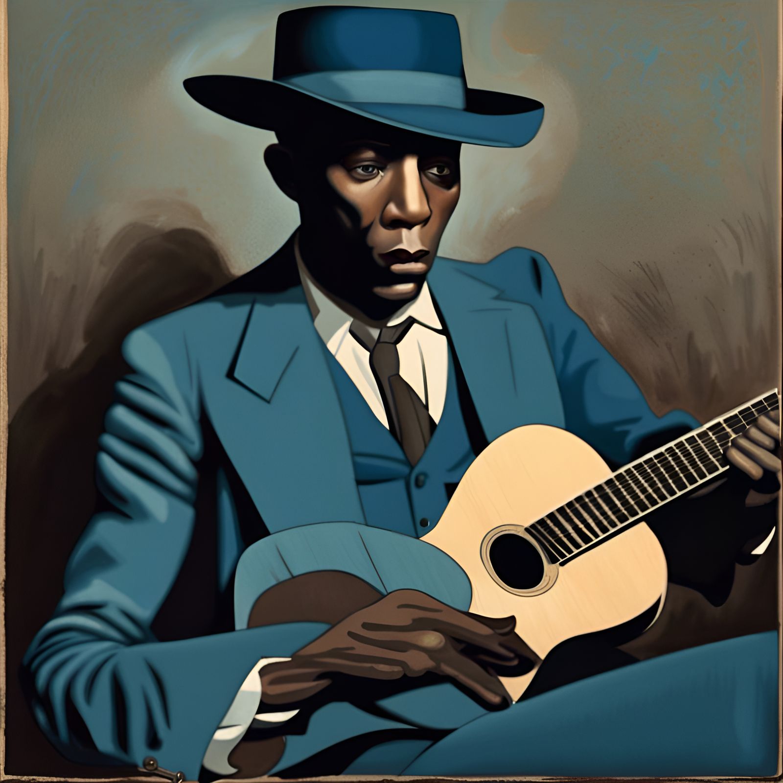 Robert Johnson's Blues in Shades of Blue
