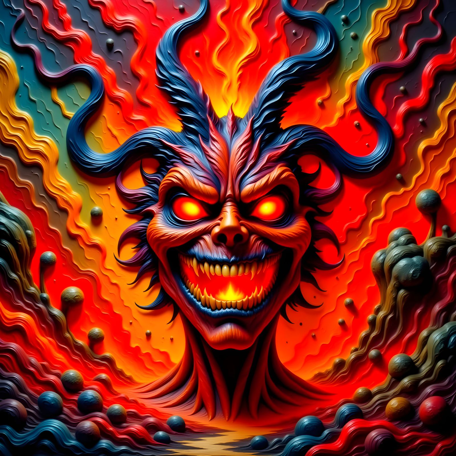 Demonic Entity in Infernal Flames