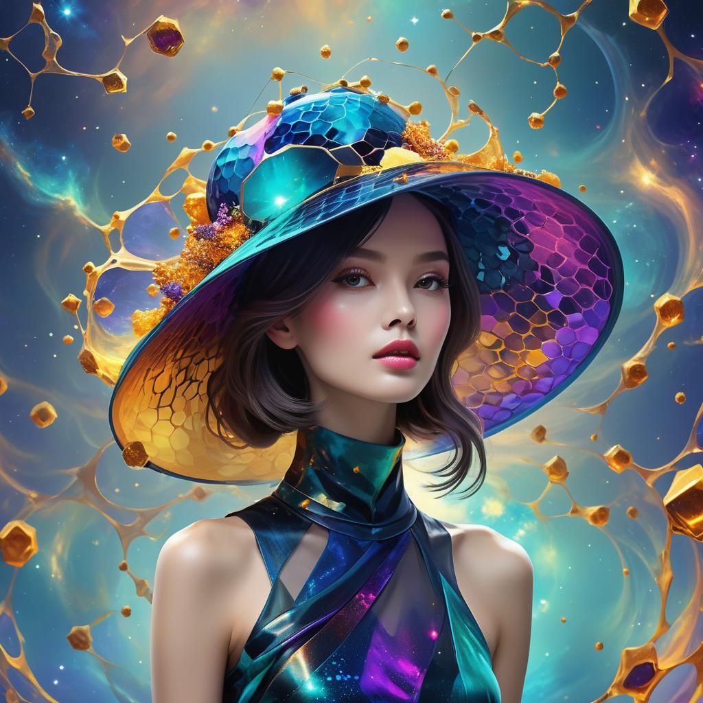 Galactic Fashion Hat with Vibrant Colors