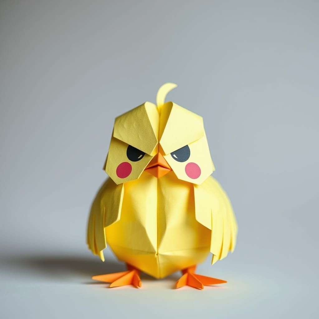 Adorable Origami Chick in Pop Surrealist Style