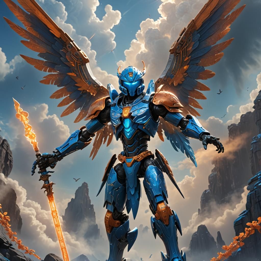 Bionicle Bird with Glowing Wings and Staff