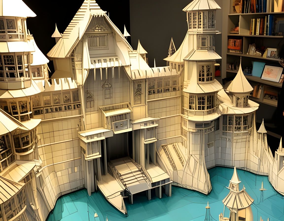 palatial boat dock, architectural paper mock-up