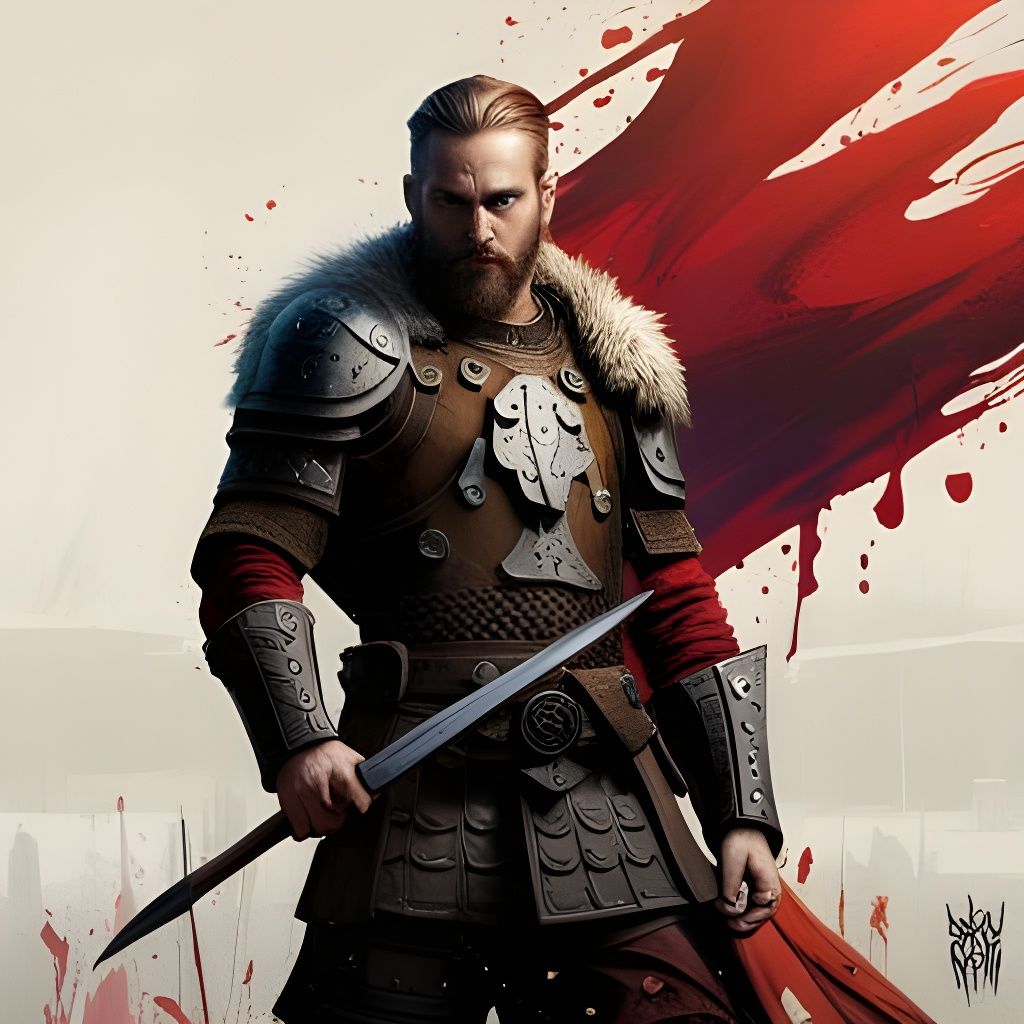 Fierce Viking Warrior in Battle, Digital Art