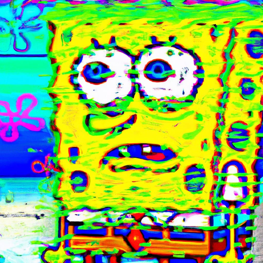 Deep Fried Spongebob Meme: Surreal Digital Art