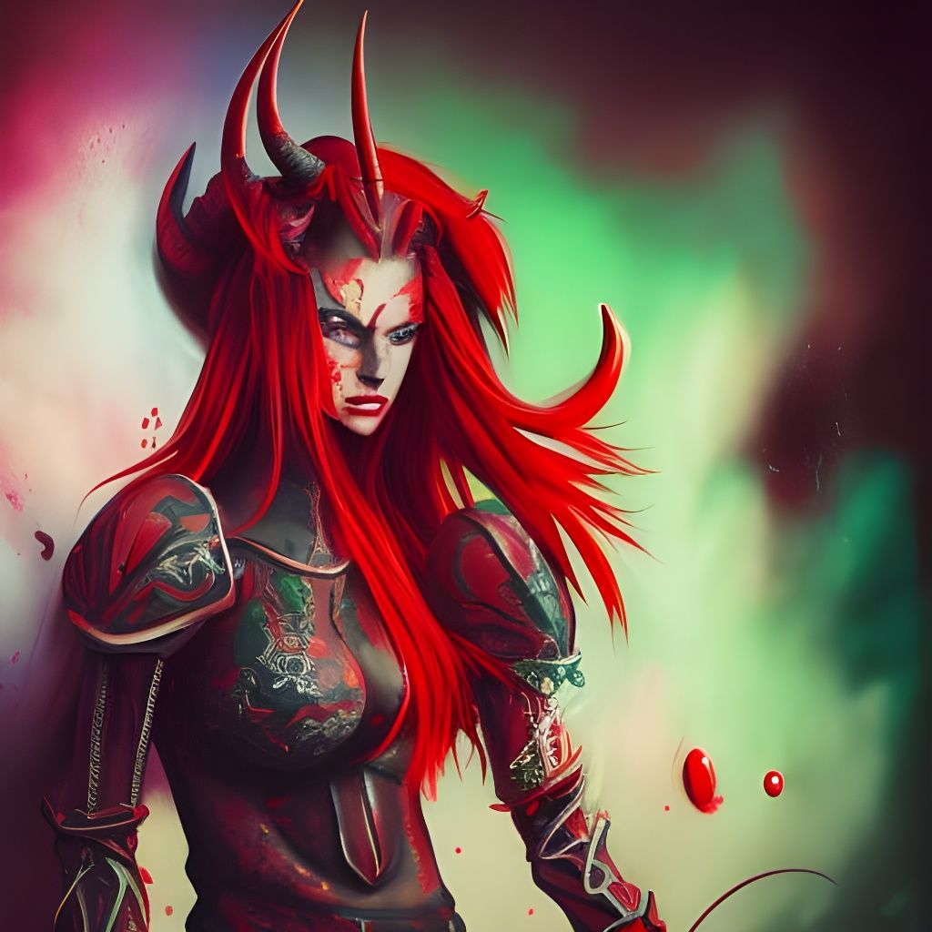 Tiefling Eldritch Knight with Warpicks in Graffiti Art