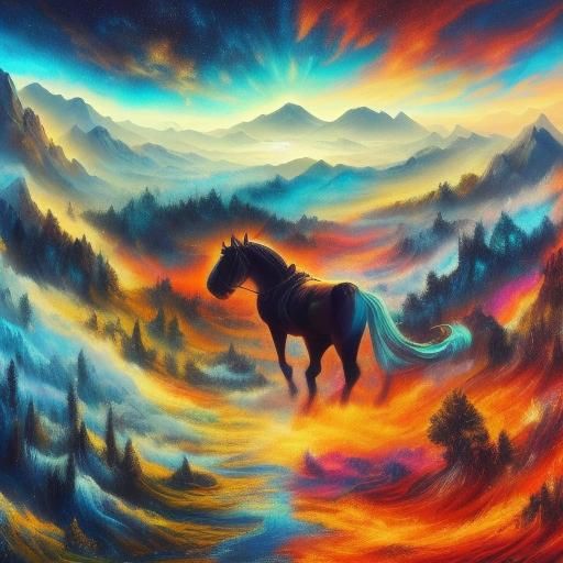 Surreal Horse's Head with Wild Mountain Landscape Inside