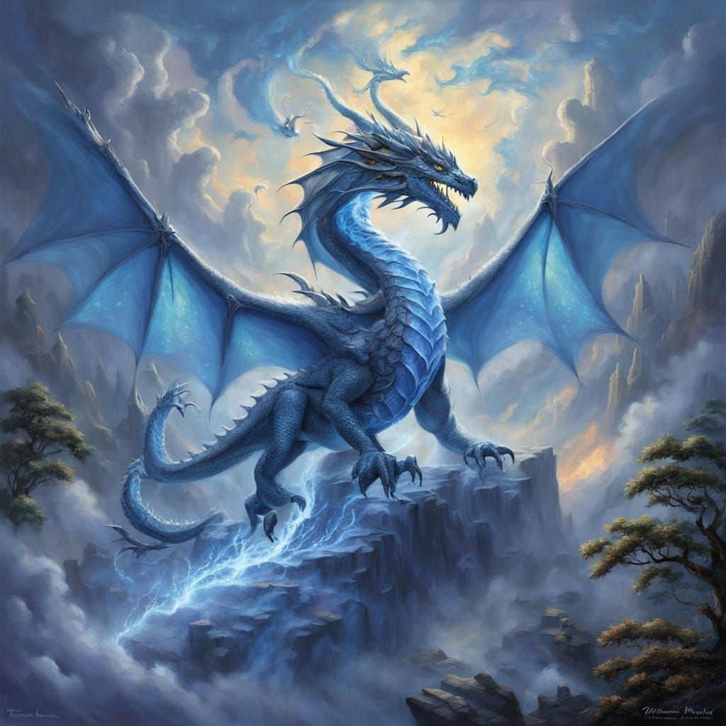 Majestic Dragon Soaring in Twilight Realm