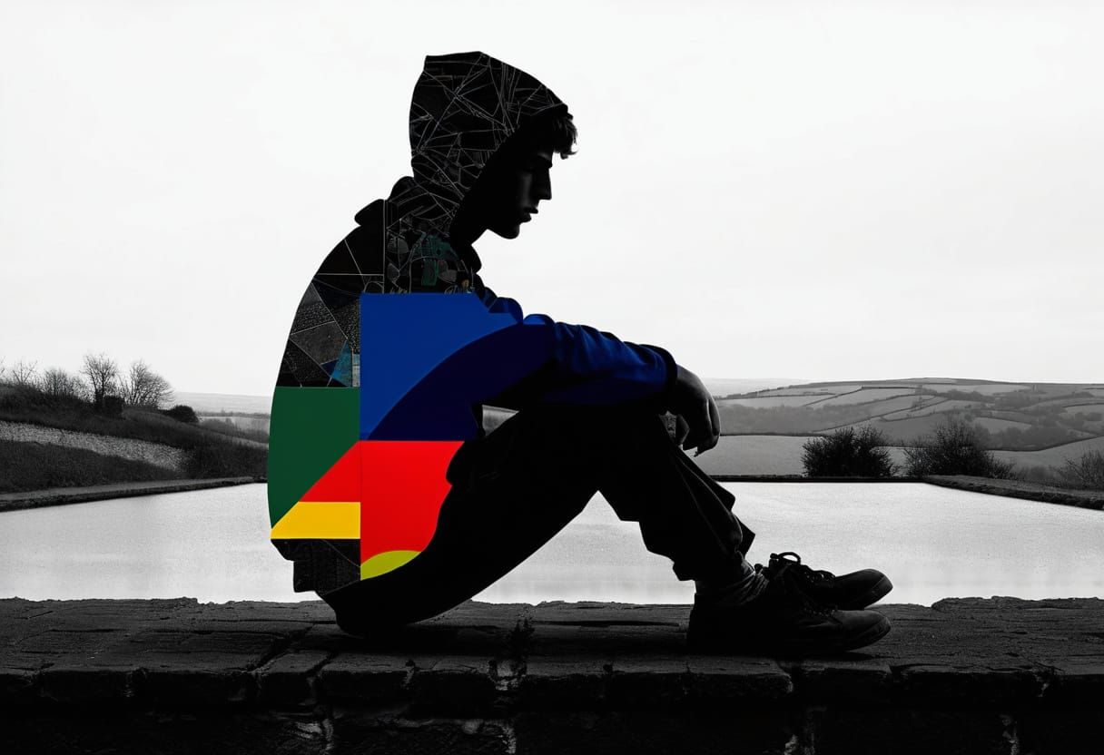 Abstract Landscape Silhouette in Vibrant Colors