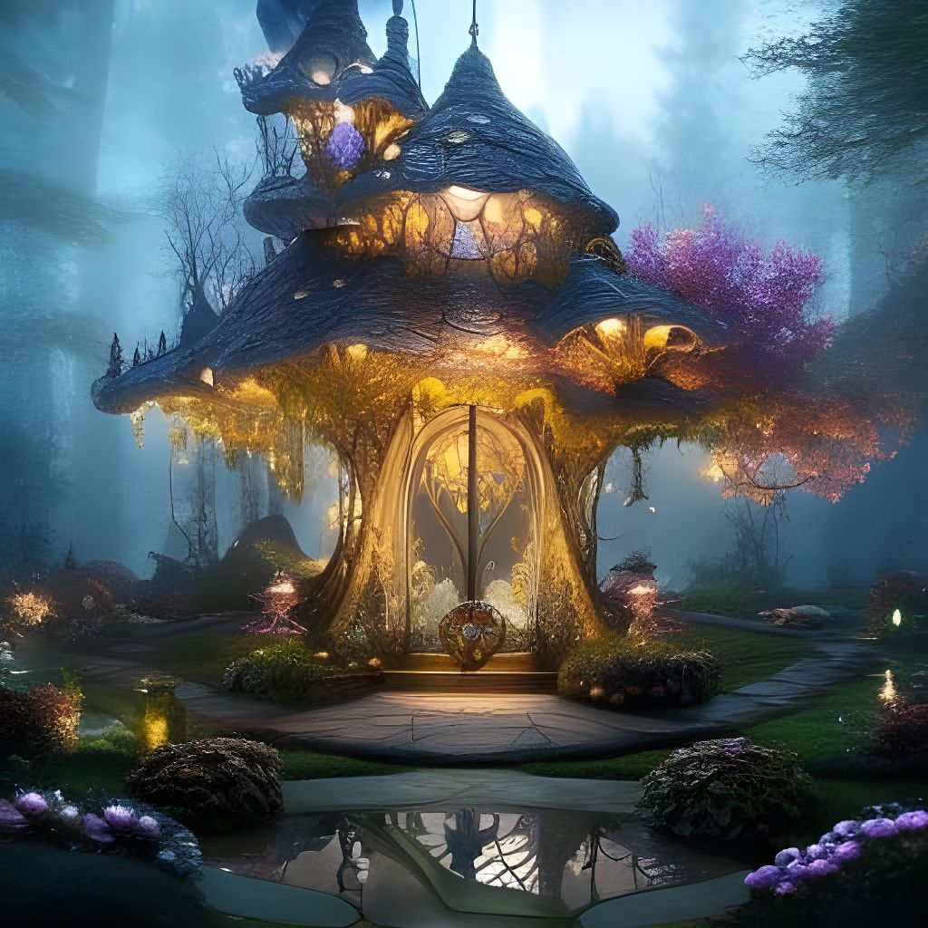 Magical Fairy House in Cityscape, Hyperrealism