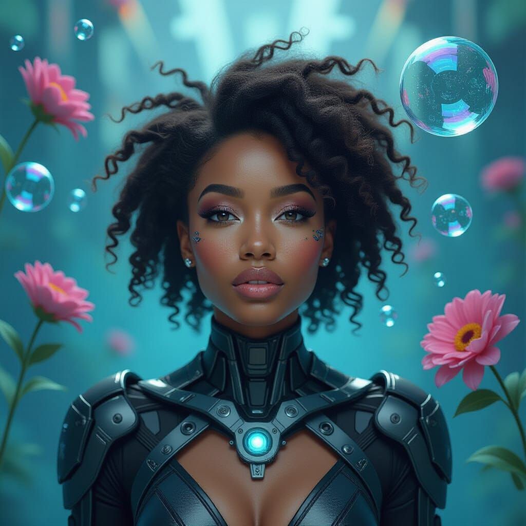 African-American Woman in Cybernetic Biomechanical Style