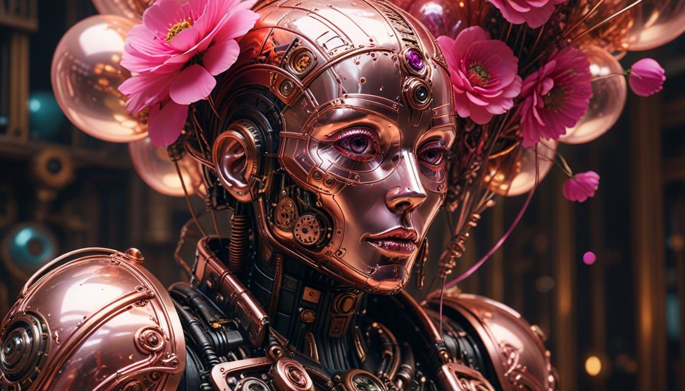 Steampunk Machine with Balloons in Surrealist Art