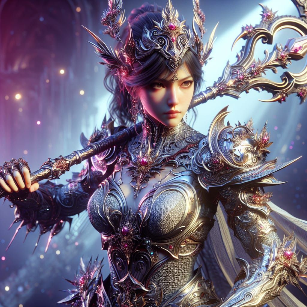 Fantasy Female Warrior in Detailed Digital Painting