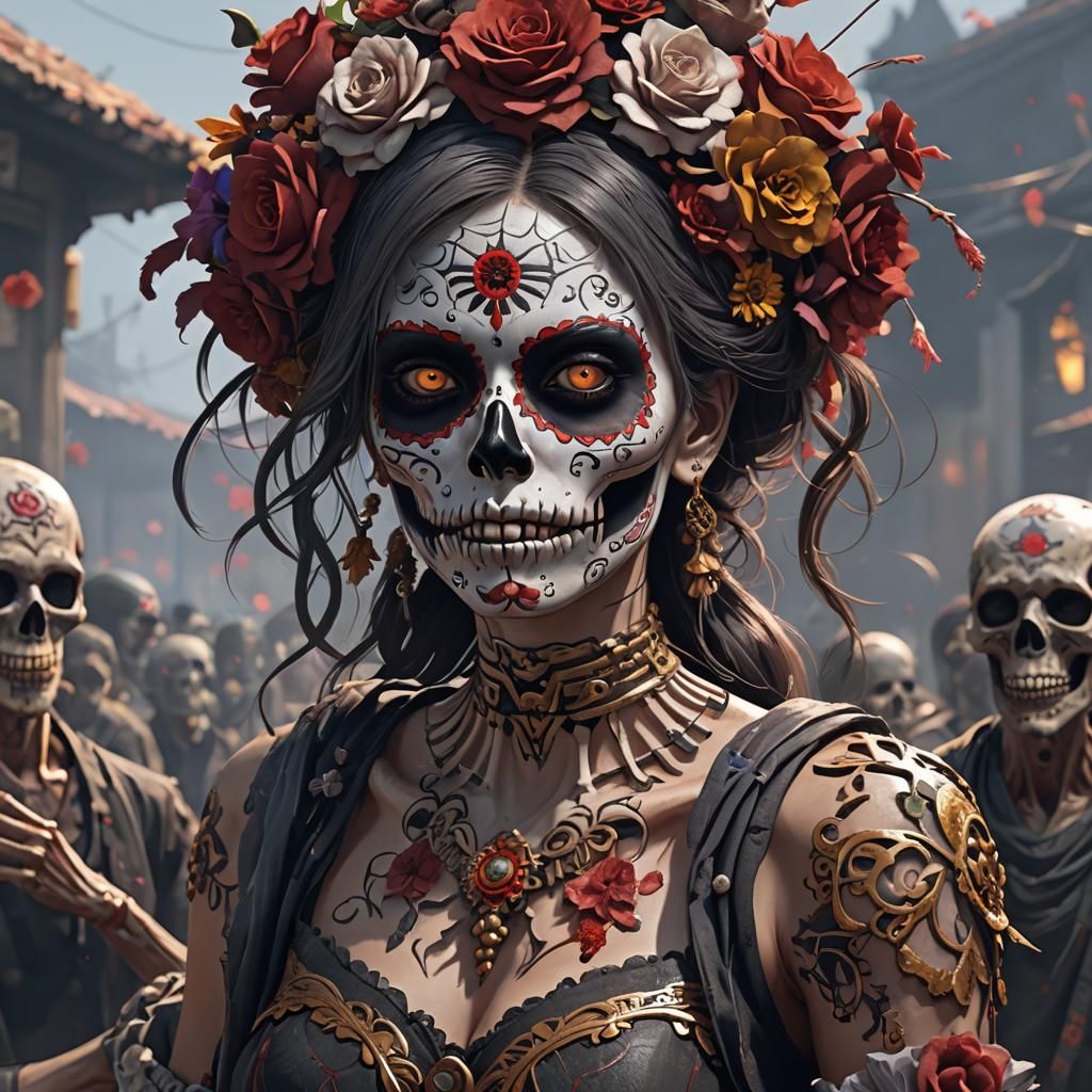 Day of the Dead Zombie in 3D Anime Art