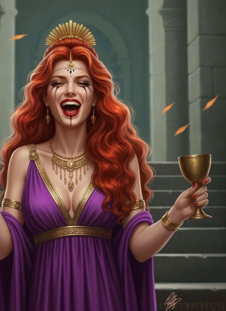 Kakia: Greek Goddess of Vice in Opulent Villa