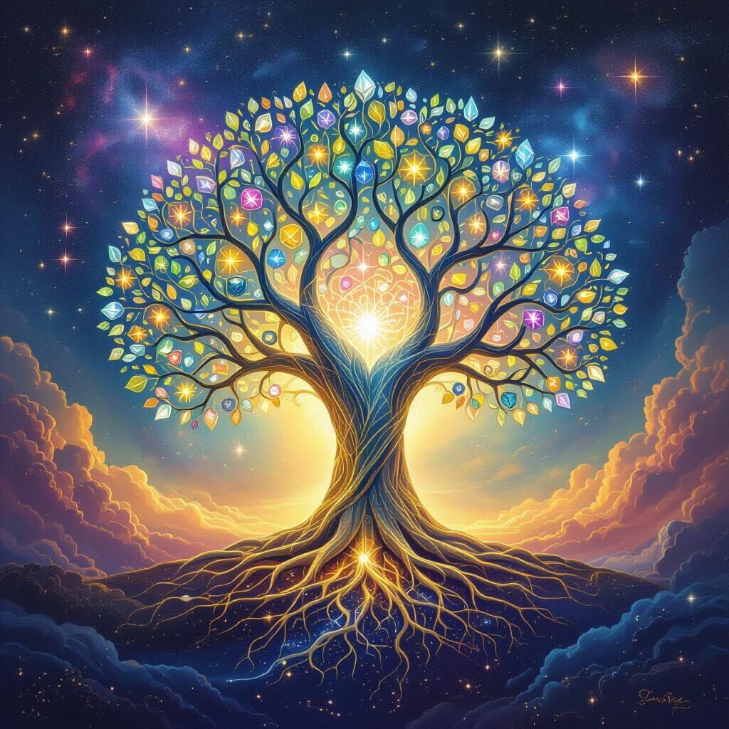 Celestial Tree of Life in Surrealist Style