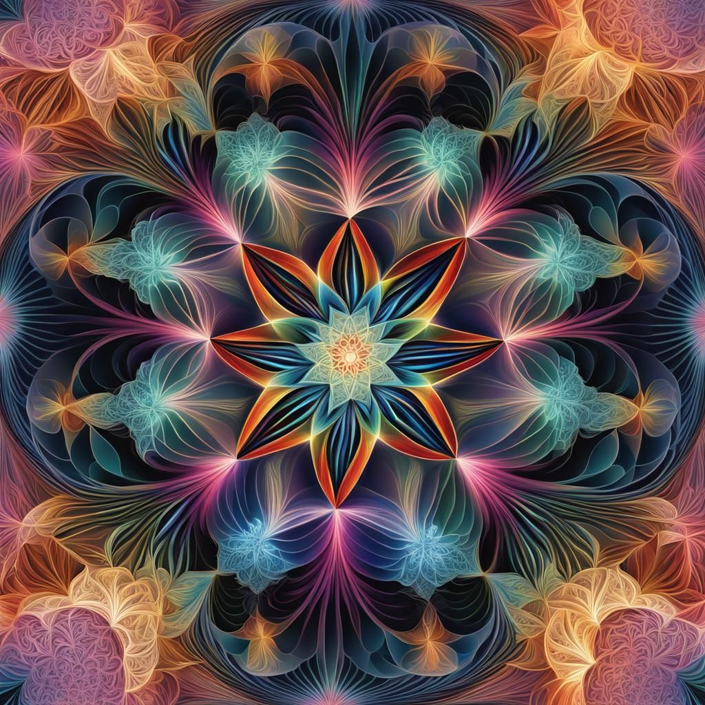 Fractal Rose Compass with Sacred Geometry