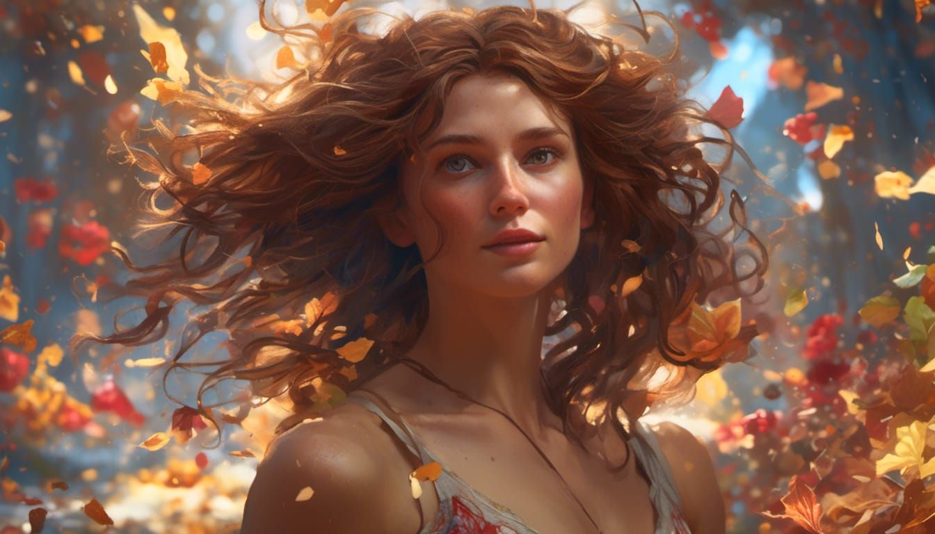 Hyperrealistic Portrait of a Brown-Haired Woman