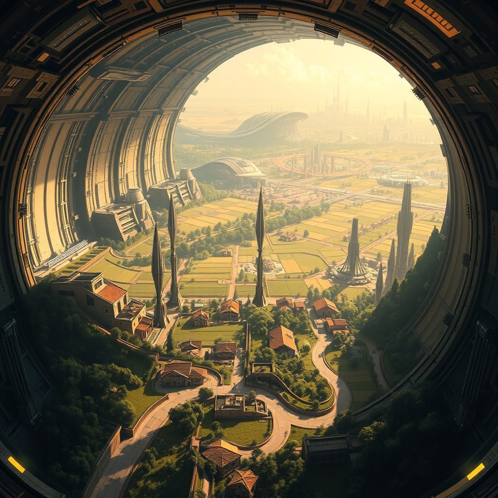 Utopian Futuristic Space Station Metropolis