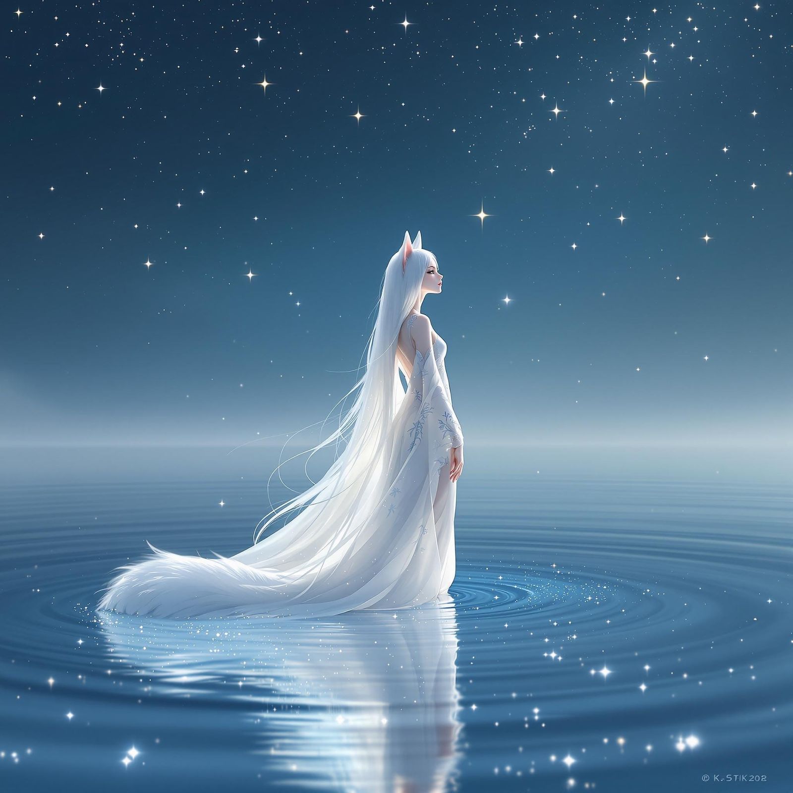 Wolfie on water (Flux PRO v1.1 Ultra)