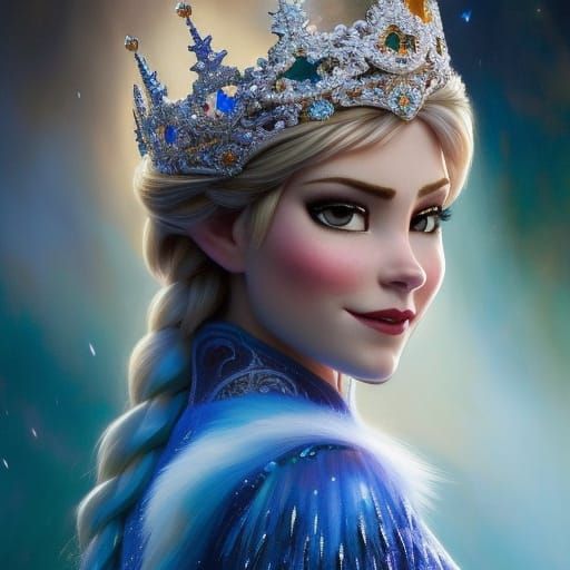 Intricate Disney Frozen Royal Crowns in Oil Painting