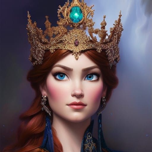 Intricate Disney Frozen Royal Crowns Oil Painting