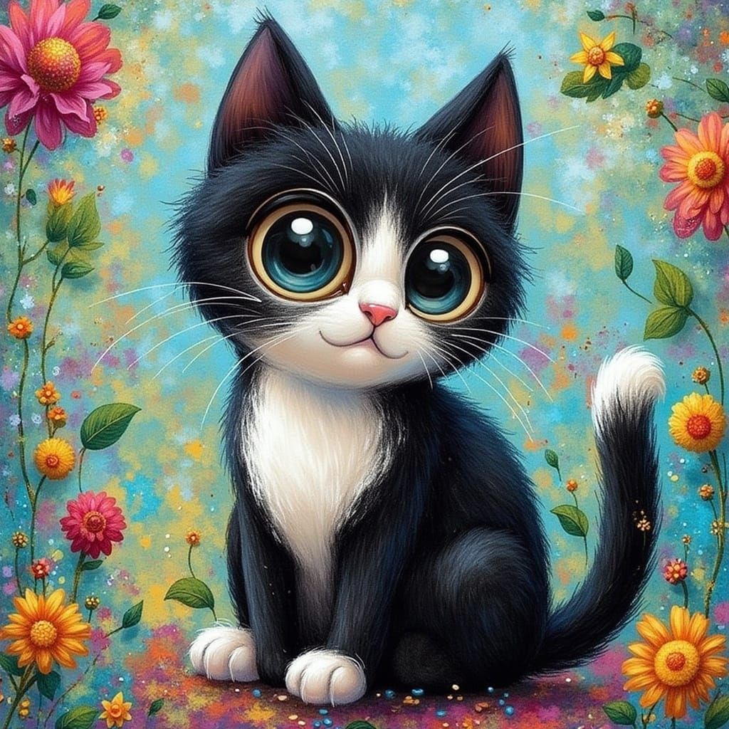Tuxedo Cat Leandro Francisca in Children's Illustration Styl...