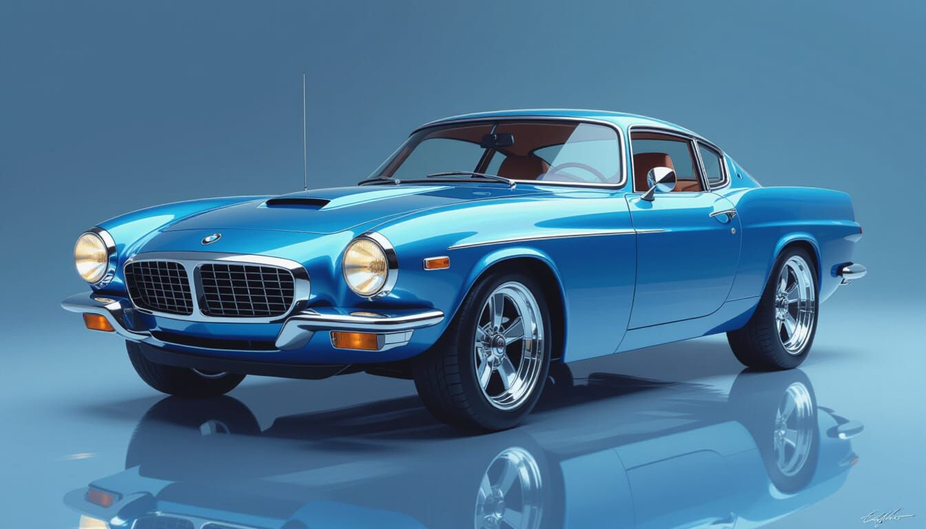 Modern Sports Car Blends Classic Designs in Dramatic Lightin...