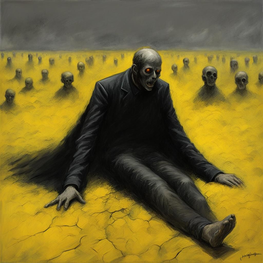 Desperate Man in Black, Beksinski-Gurney Style