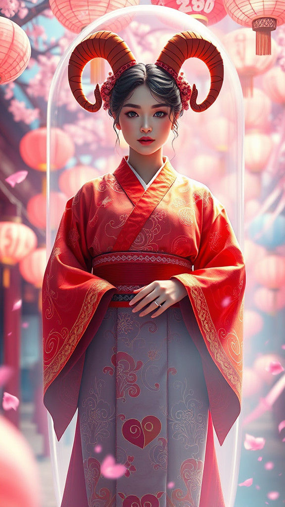 Aries Woman in Obon Festival Dreamscape