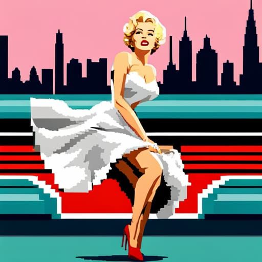 Marilyn Monroe in 16-bit Pixel Art Style