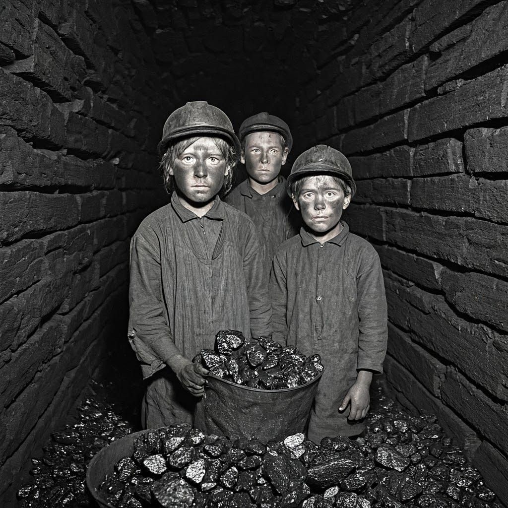 Children in a Dimly Lit Coal Mine, circa 1920