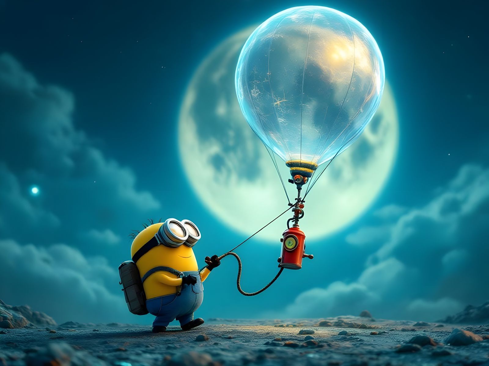 A weather balloon floats on the edge of space with the moon ...