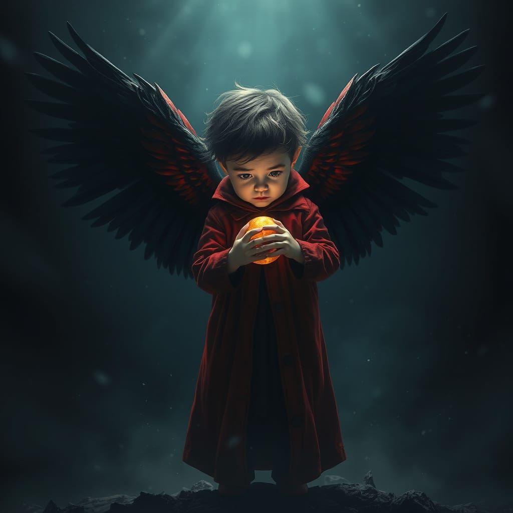 Angel of Death in a Radiant Nighttime Scene