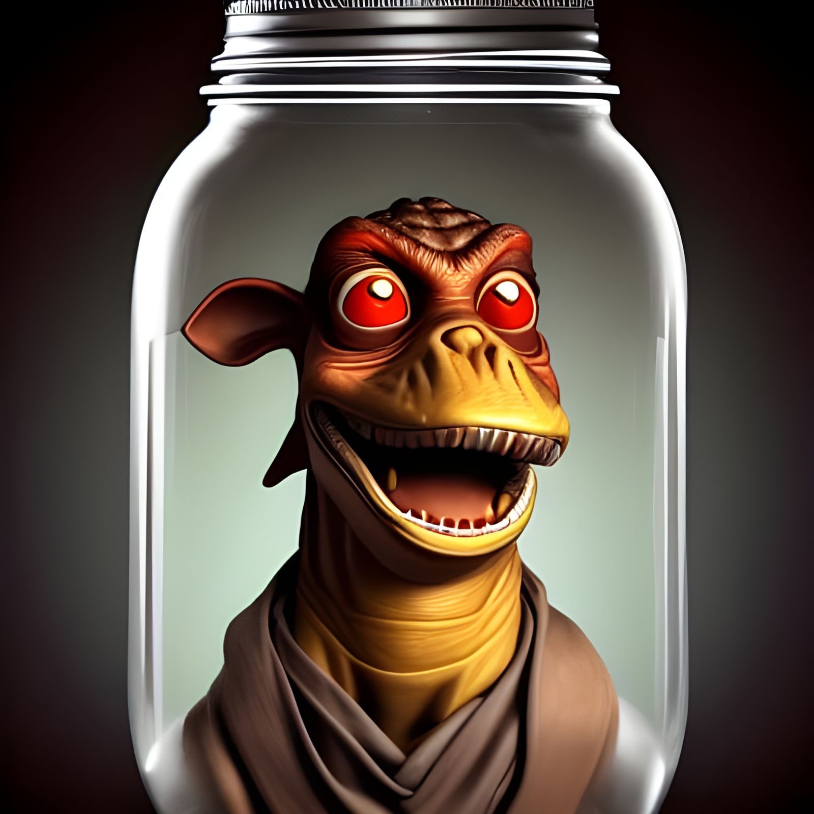 Jar Jar Binks in a Jar: Pixar-Style 3D Art