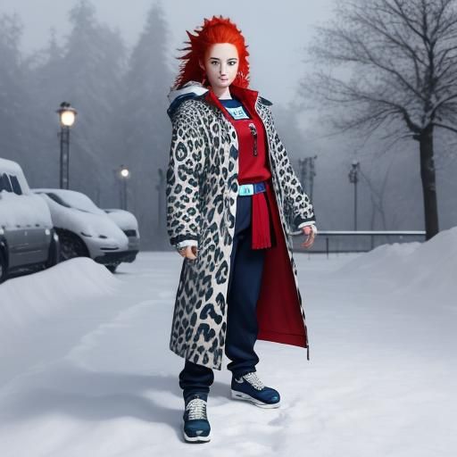 Photorealistic Neko Girl with Snow Leopard Features