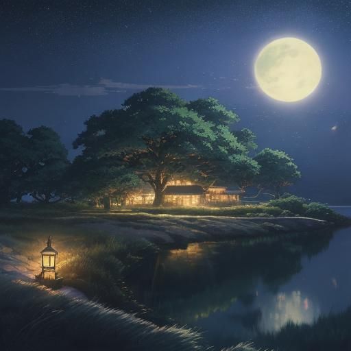 Night Baby: Studio Ghibli Anime Key Visual